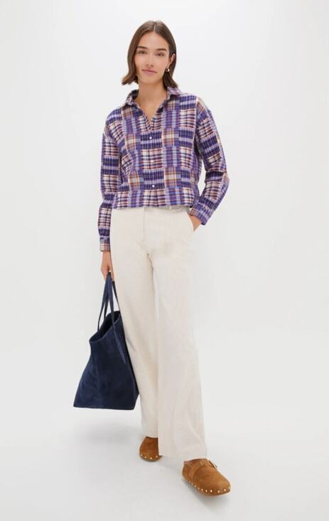 Tuckernuck Tops - Tuckernuck Patchwork Plaid Flannel Cropped Jasper Button-Down Size XL NWT